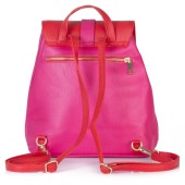 Rucsac dama din piele naturala DiAmanti Bocelli Fucsia cu Rosu